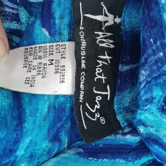 Vtg 90s All That Jazz Womens Medium Floral Rayon Sleeveless Flare Crinkle Dress - Picture 7 of 14